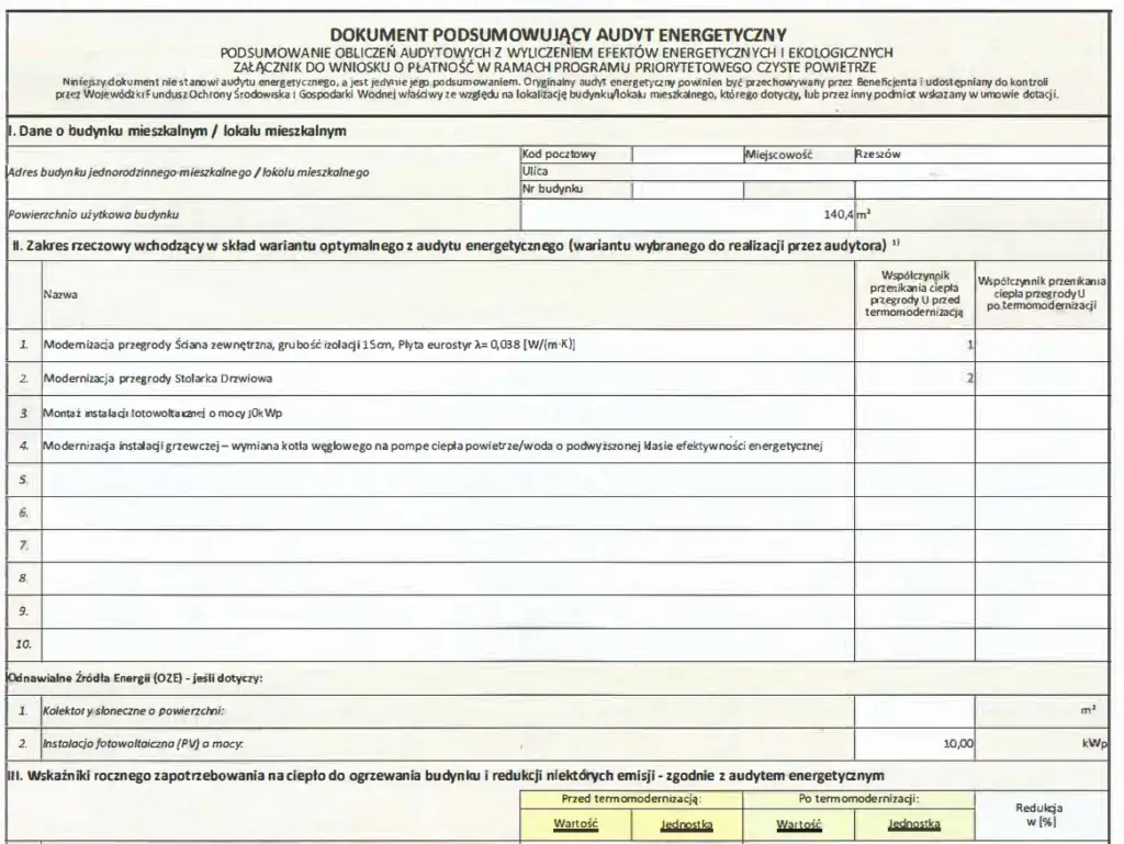 Koszt audytu energetycznego: Jak dostać 100% zwrotu z "Czyste Powietrze"?