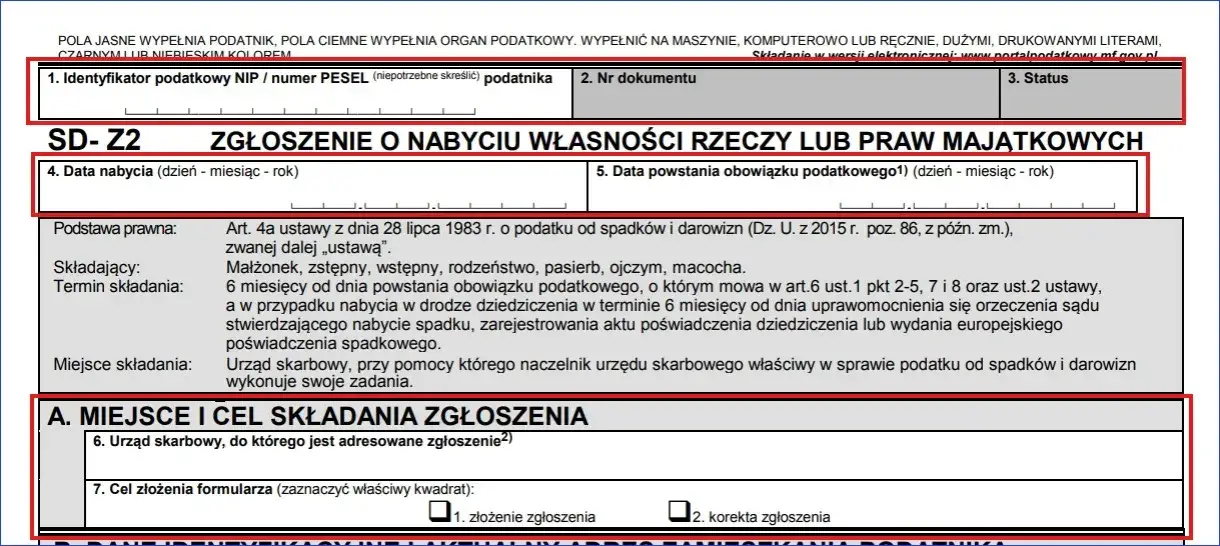 formularz SD-Z2 wz&oacute;r