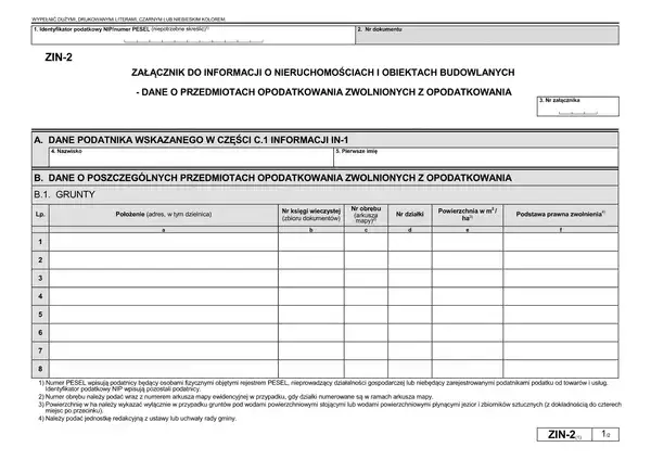 formularz IN-1 i ZIN-2